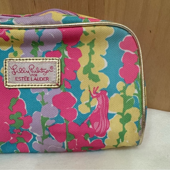Lilly Pulitzer Estee Lauder Makeup Bag Cosmetic Pouch Case Floral Dragonfly - Picture 5 of 13